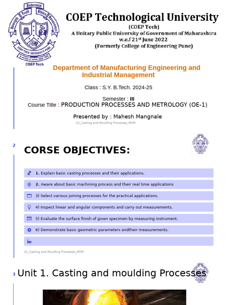 Casting and Moulding Processes Overview | PDF | Casting | Building ...