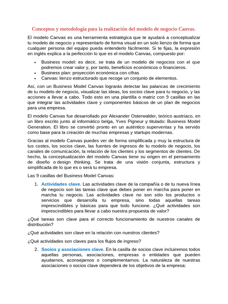 Socios Clave en el Modelo Canvas | PDF | Business | Economias