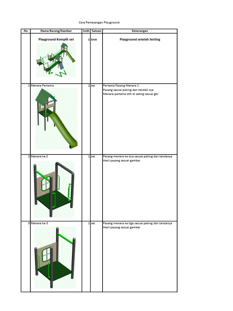 Cara Pemasangan Playground Komplit | PDF