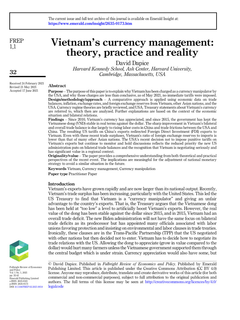 Vietnam's Currency Management | PDF | Exchange Rate | Balance Of Trade