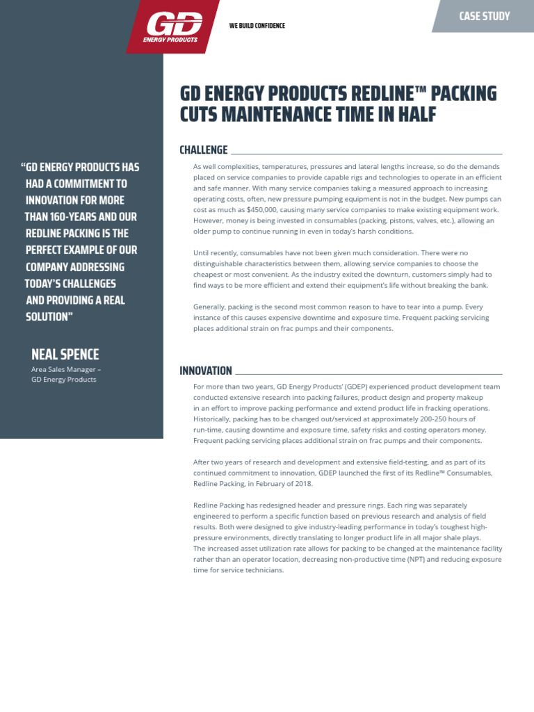 GDEP - Case Study - Redline Packing 2018 - 2022 | PDF | Pump