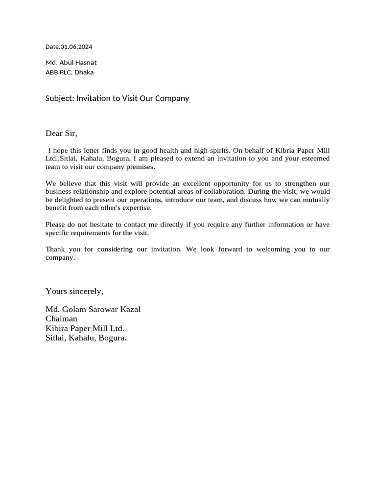 Invitation Letter | PDF