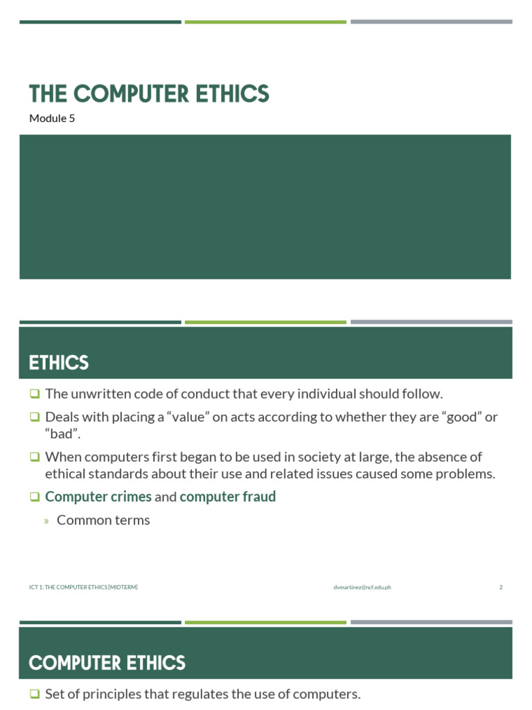 01 The Computer Ethics | PDF | Malware | Phishing