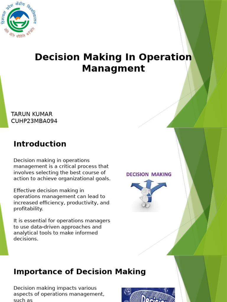 Decision Making in Operation Managment | PDF | Decision Making ...