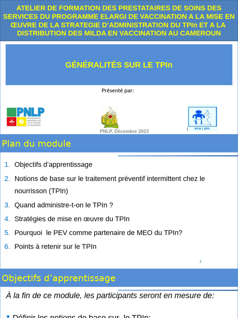 Formation sur le TPIn au Cameroun | PDF | Vaccination | Paludisme