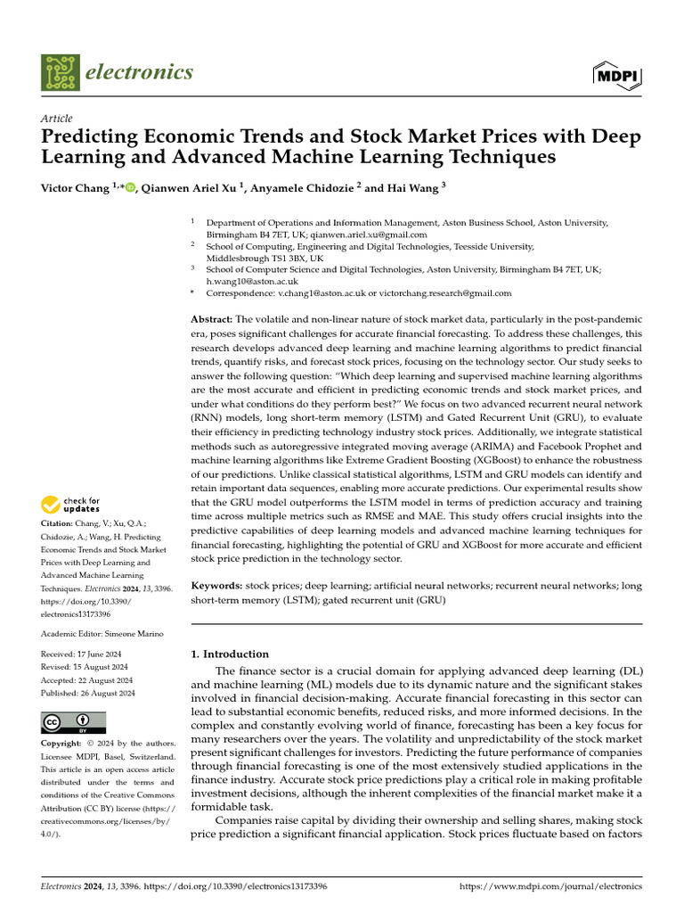 Deep Learning for Stock Price Prediction | PDF | Artificial Neural ...