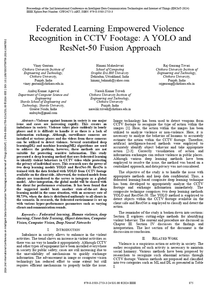 Federated Learning for Violence Detection | PDF | Deep Learning ...