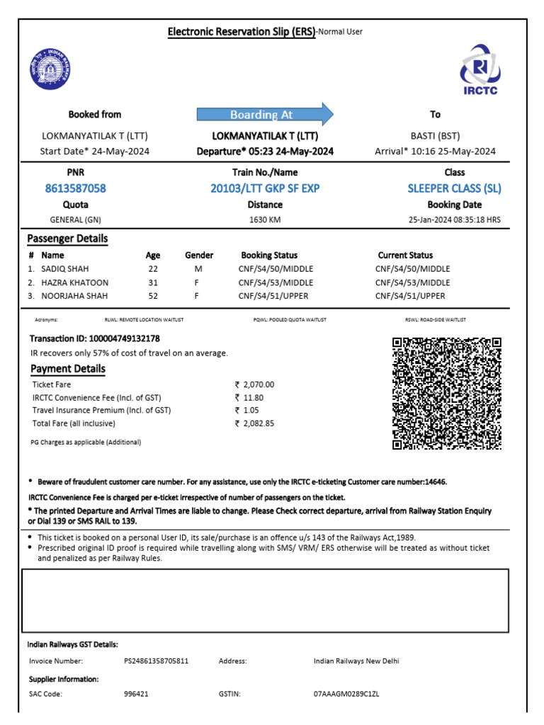 Irctc Ticket Sample Pdf Identity Document Payments
