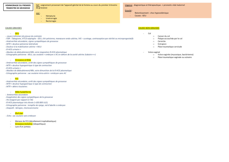 Saignement au premier trimestre de grossesse | PDF | Grossesse ...