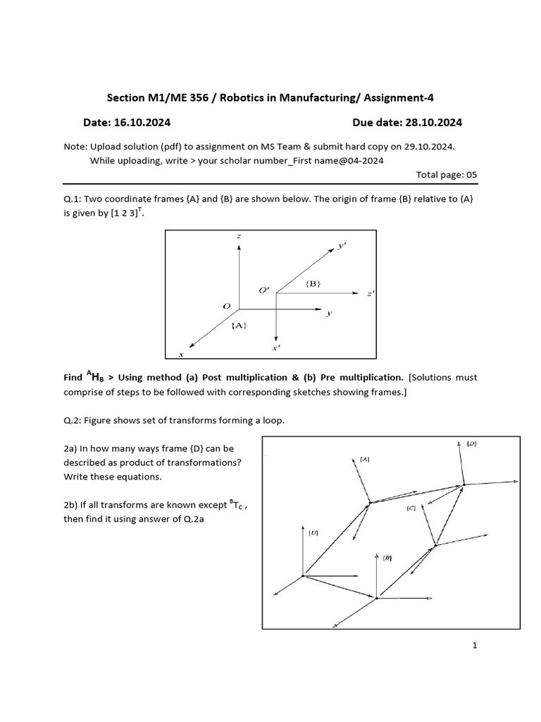 Assignment 4 ME 356 Section 1 | PDF | Cartesian Coordinate System ...