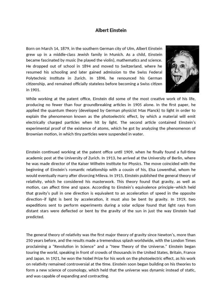 Albert Einstein | PDF | Albert Einstein | Physics