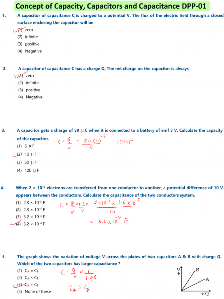 Capacitance Sheet Solution | PDF