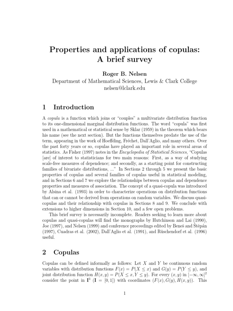 Properties and Applications of Copulas | PDF | Probability Theory ...