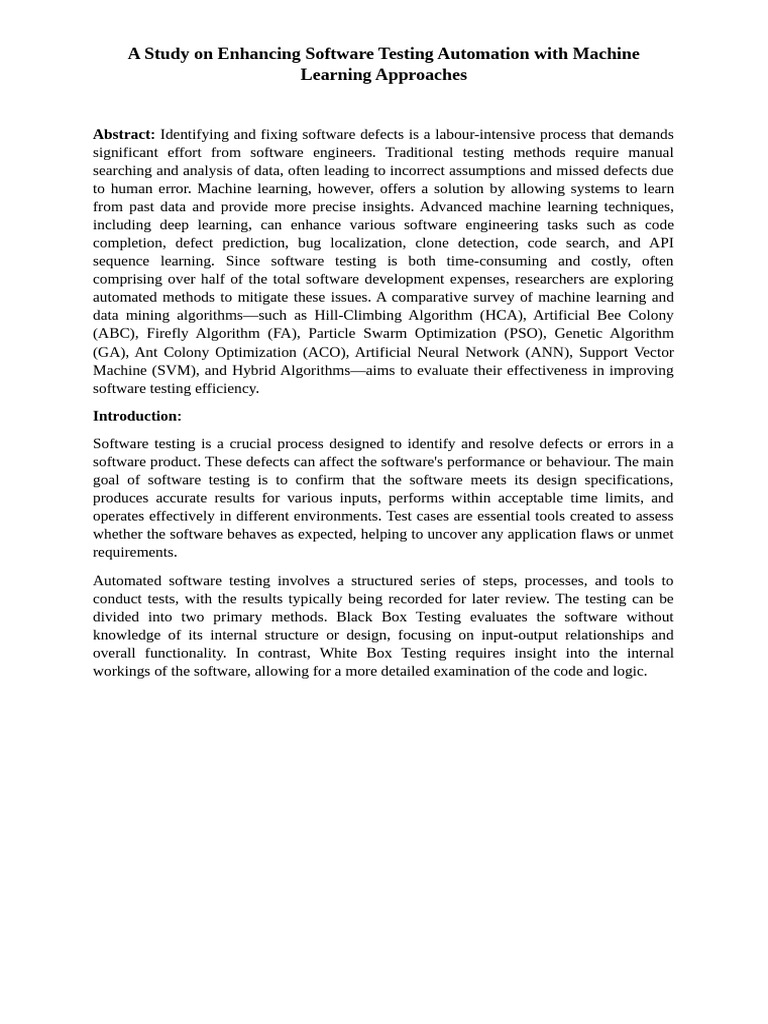 A Study On Enhancing Software Testing Automation With Machine Learning ...