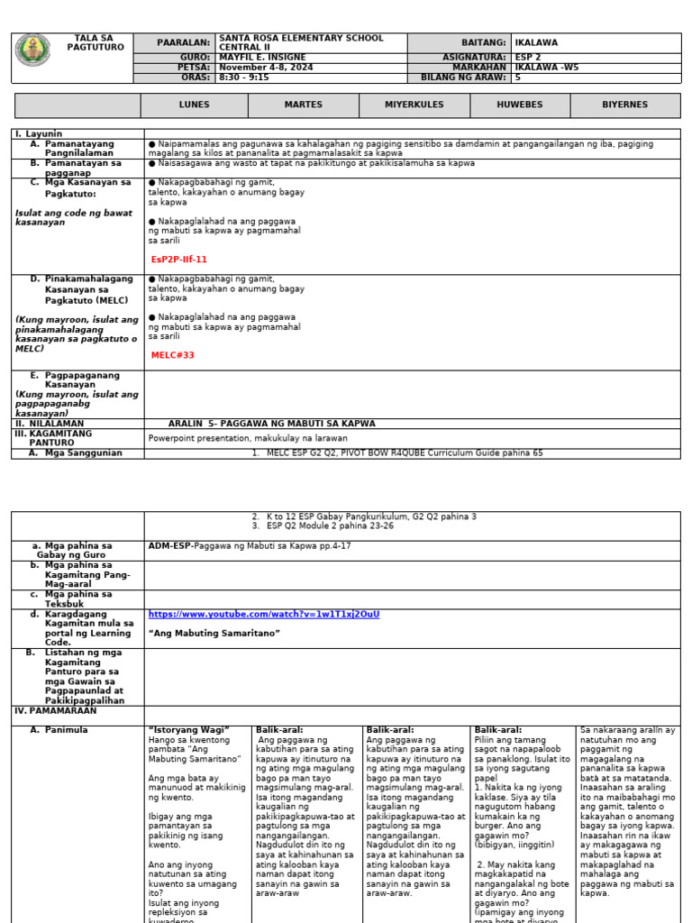 DLL - Esp 2 - Q2 - W5 | PDF