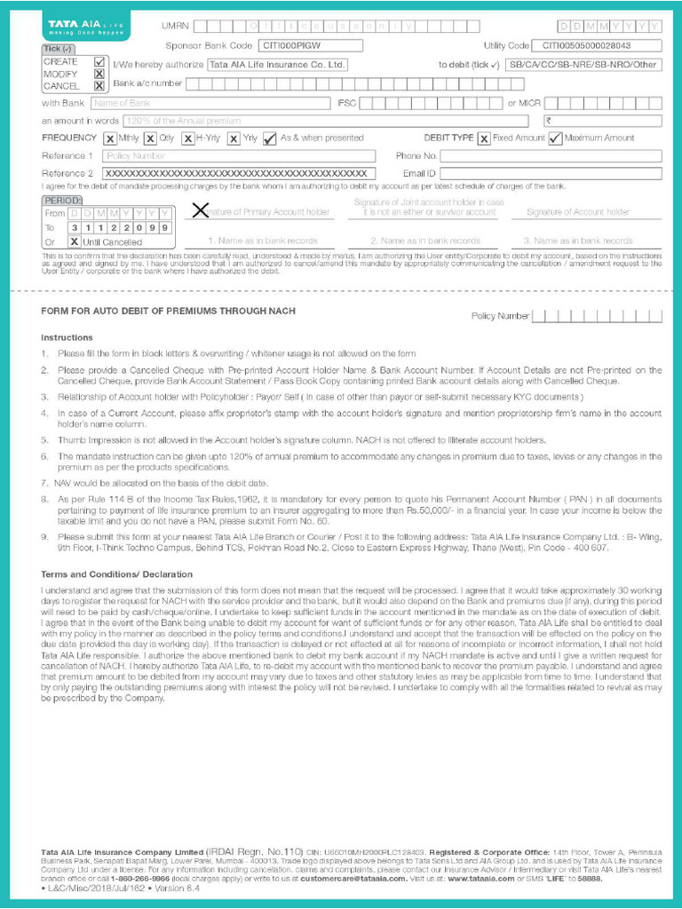 NACH Form PDF | PDF
