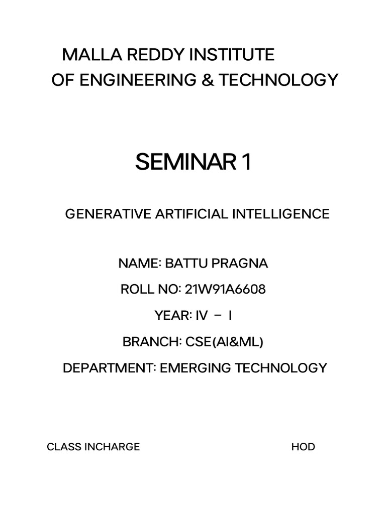 Malla Reddy Institute of Engineering & Technology: Seminar 1 | PDF ...