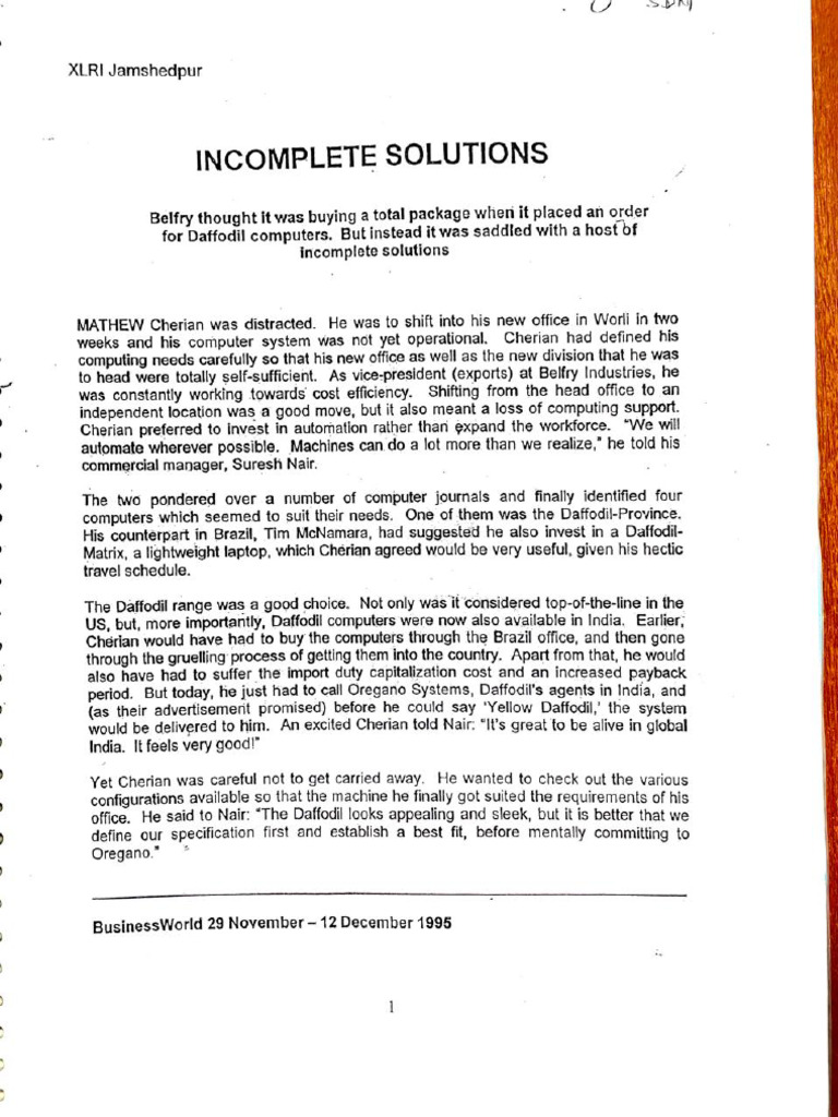 Incomplete Solutions | PDF