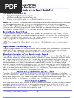 Social Security Form Online