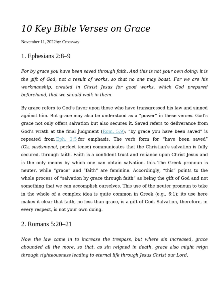 10 Bible Verses Highlighting Grace | PDF | Book Of Deuteronomy | Grace ...