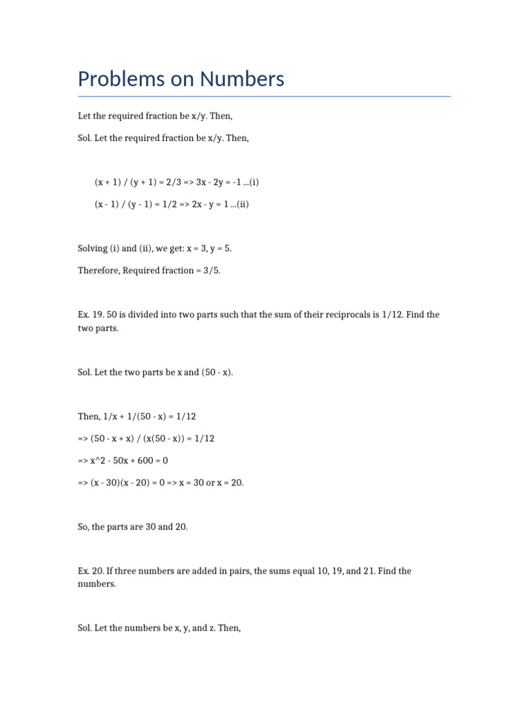 Problems_on_Numbers | PDF | Mathematics | Arithmetic