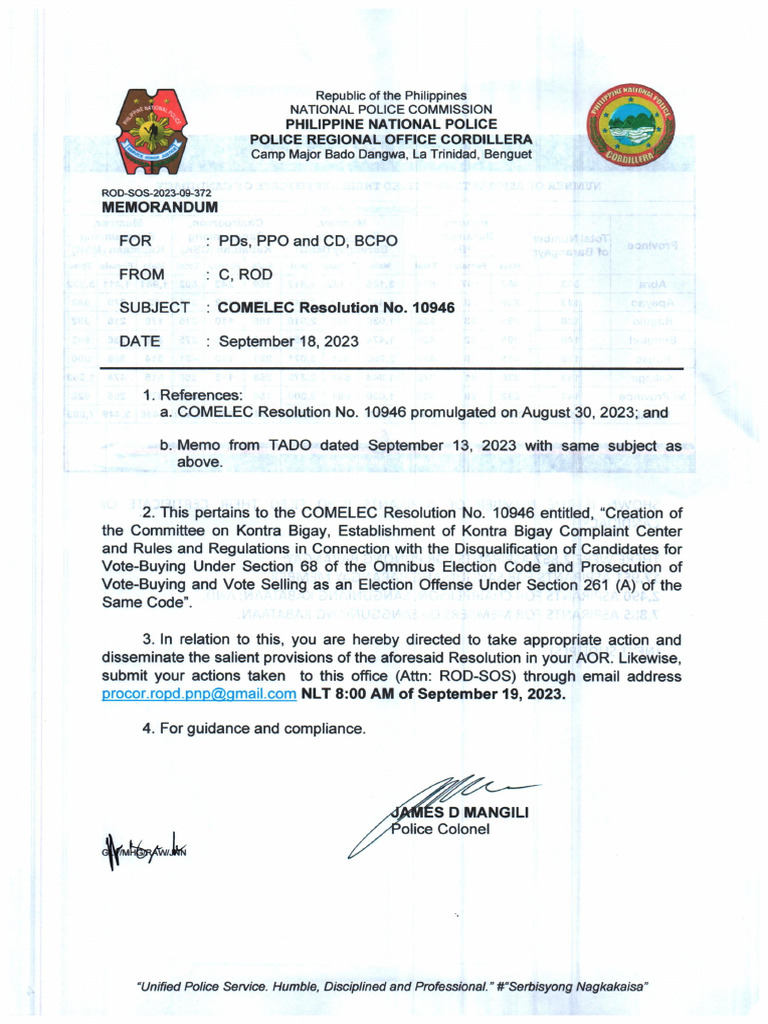 Comelec resolution no 10946 pdf
