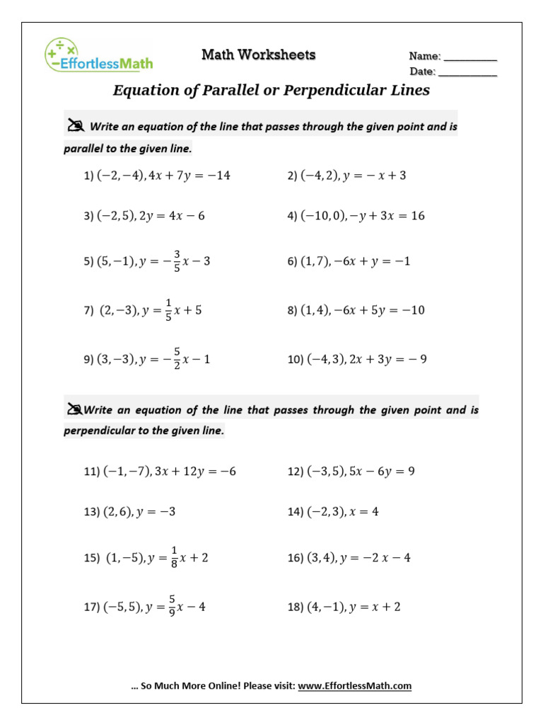 Equation of Parallel or Perpendicular Lines | PDF