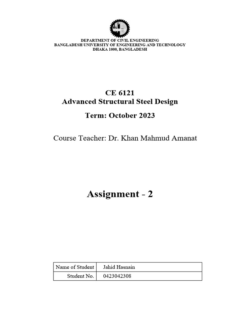 Assignment 2 ce 6121 advanced structural steel design term october