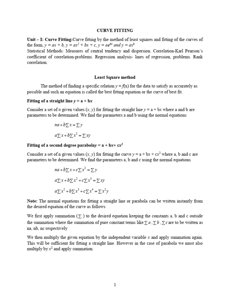 Curve Fitting via Least Squares Method | PDF | Linear Regression ...