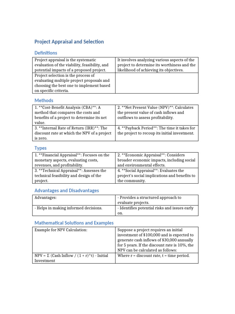 Detailed Project Appraisal and Selection | PDF | Business | Art