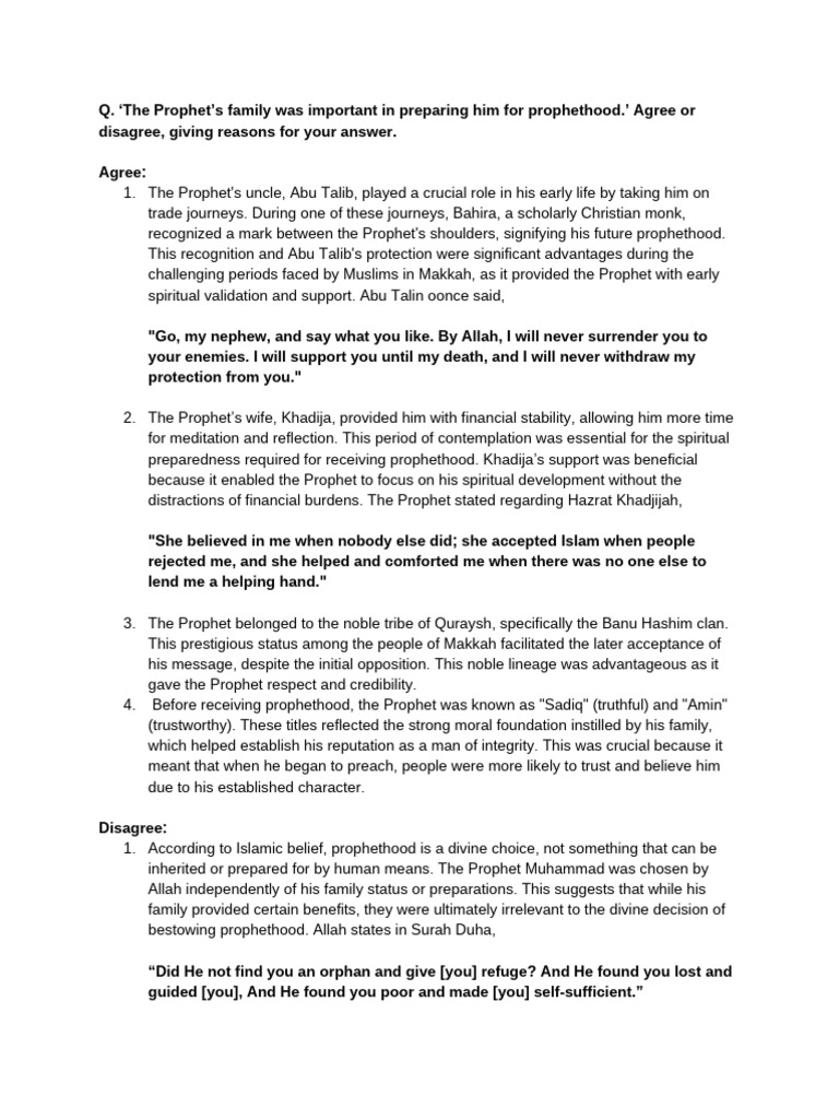Role of Family in Prophet's Life | PDF | Muhammad | Prophets And ...