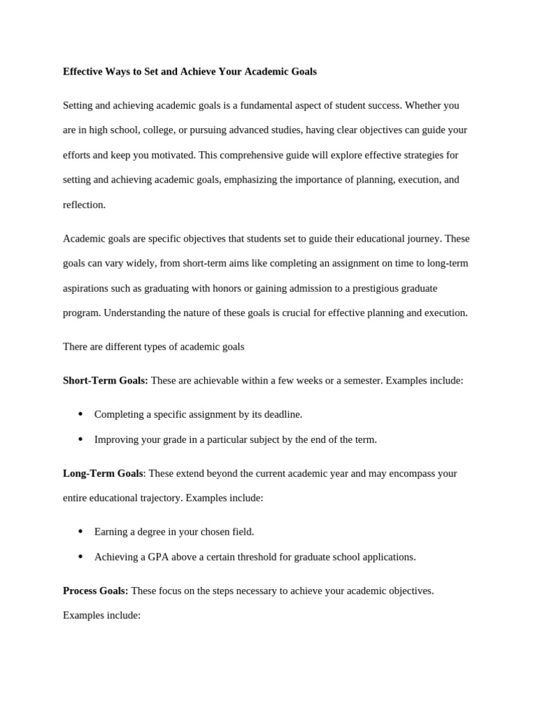 Strategies for Achieving Academic Goals | PDF | Goal | Motivational