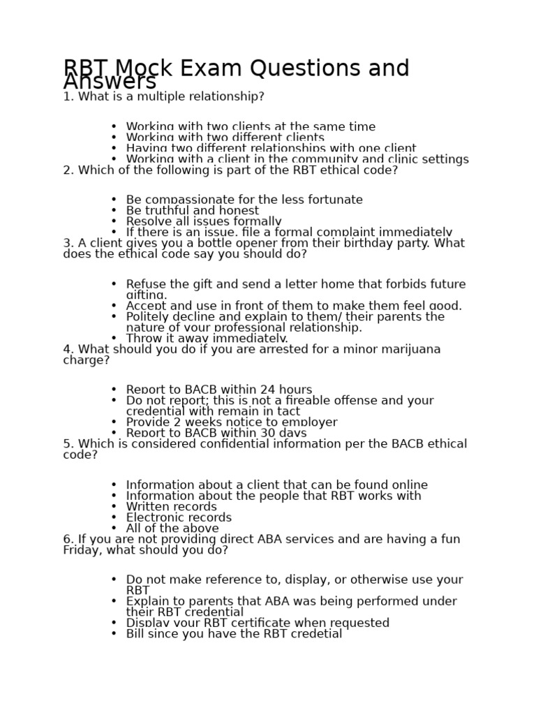 RBT Exam Questions and Answers Guide | PDF | Reinforcement | Classical ...