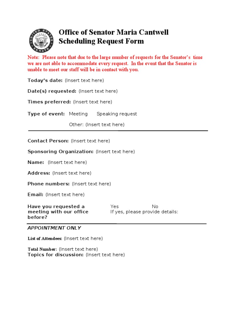 State Scheduling Request Form 2-10-2011 | PDF