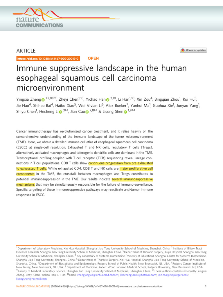 03 Immune Suppressive Landscape in The Human Esophageal Squamous Cell ...