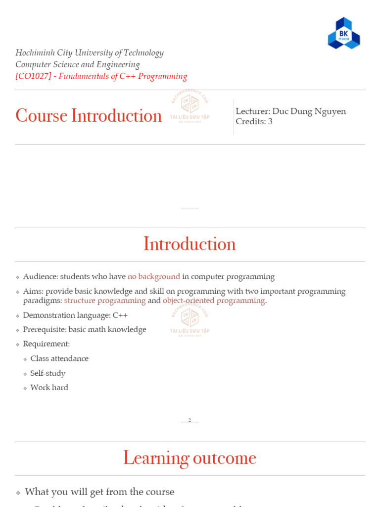 00-Course Introduction | PDF | Computer Programming | C++