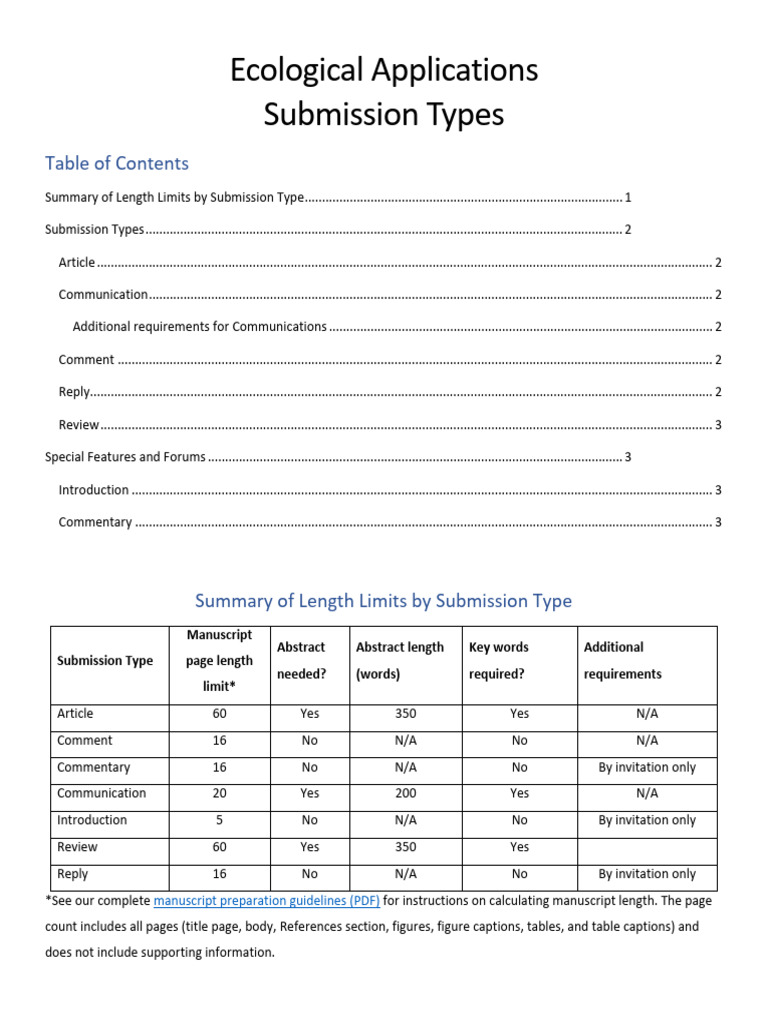Ecological Applications Submission Guidelines | PDF | Open Access | Science