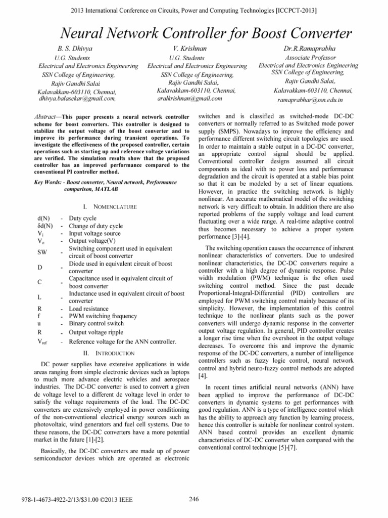 Neural Network Controller For Boost Converter | PDF | Electrical ...