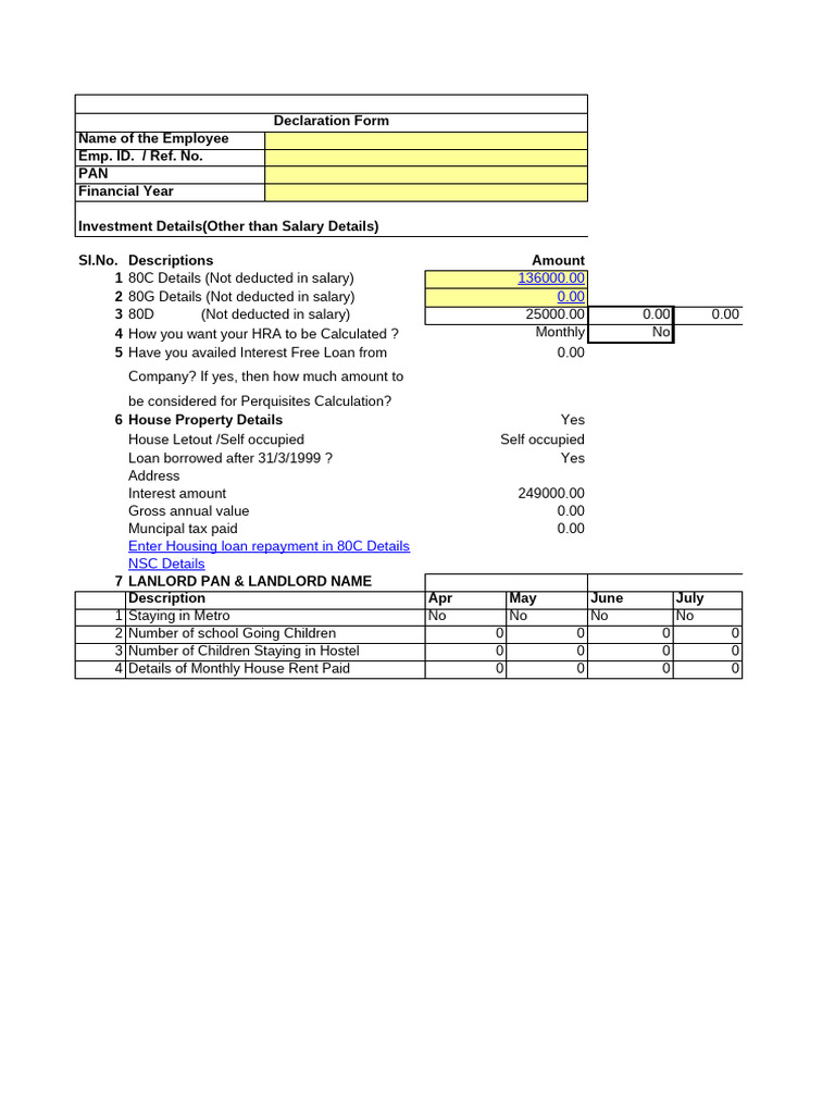 Salary-IT Declaration | PDF | Public Finance | Financial Services