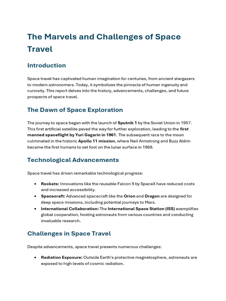 Space Travel Pdf Human Spaceflight Space Exploration