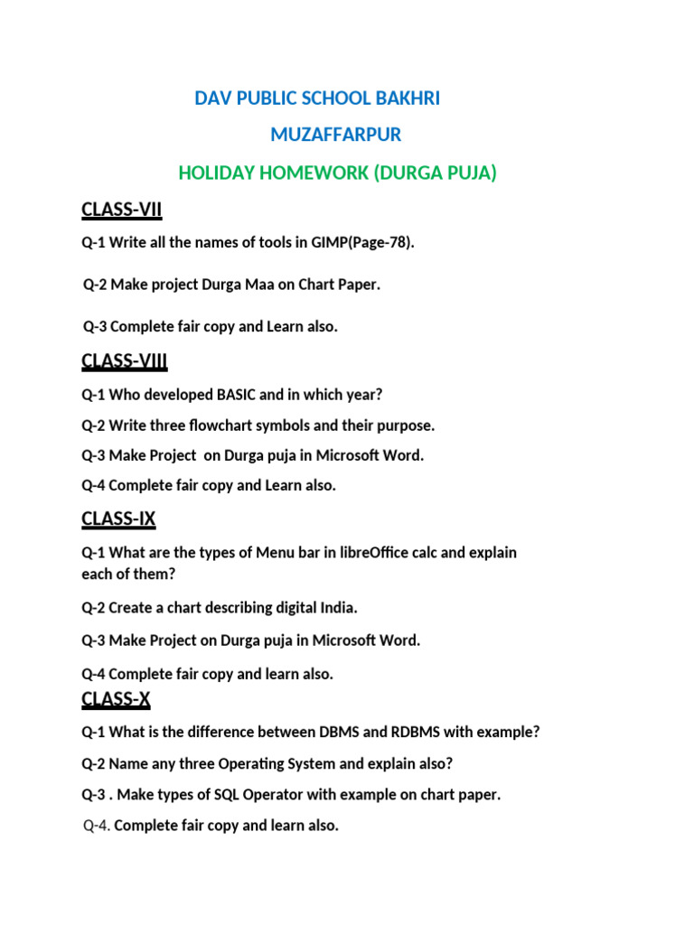 Ict Holiday Homework 2024 | PDF | Computers | Technology & Engineering