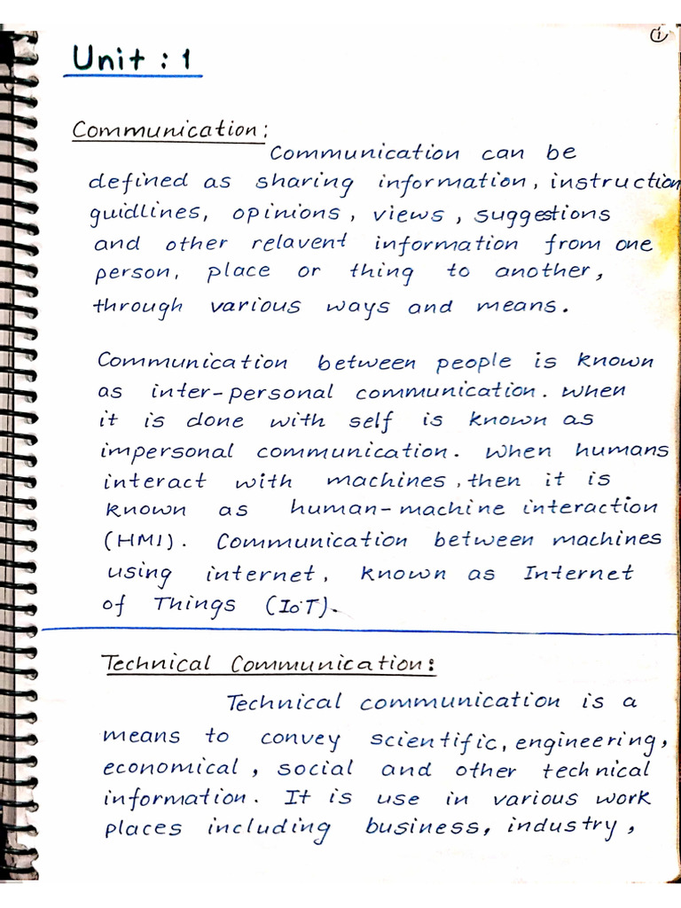 Technical Communication Notes of Unit 1 | PDF