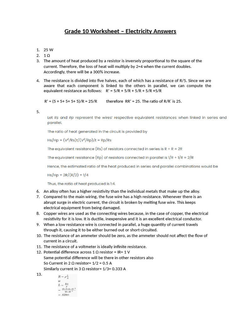Worksheet Answers | PDF