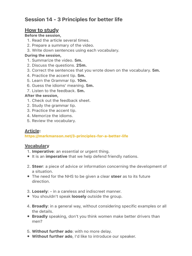 Session 14 - 3 Principles For Better Life | PDF | Linguistics