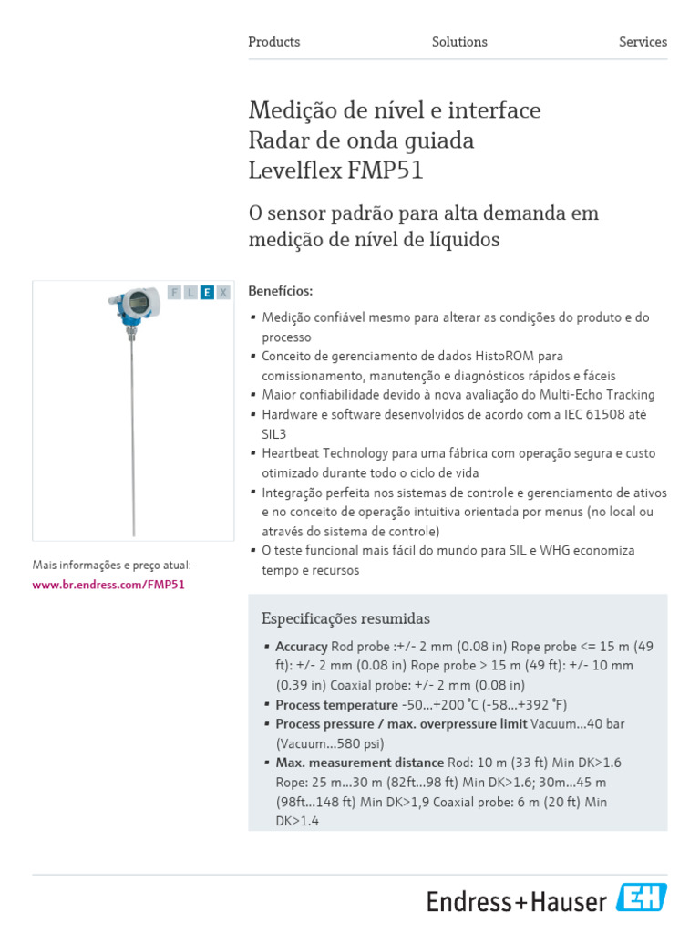 Levelflex FMP51: Medição de Nível Confiável | PDF | Engenharia da ...