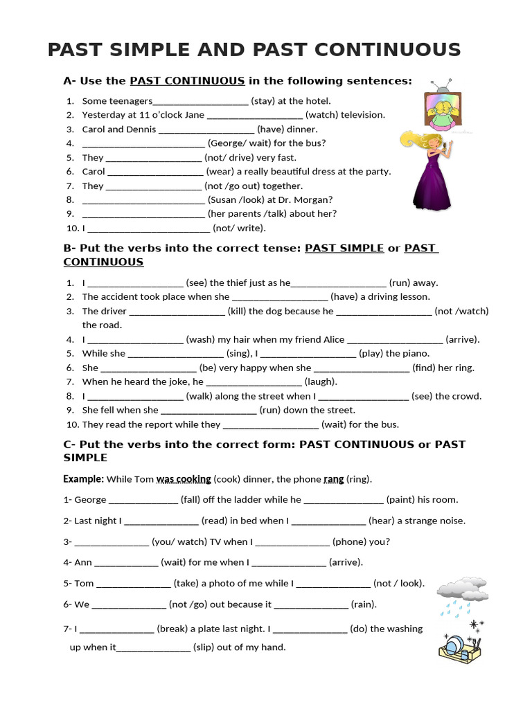 Past Simple and Continuous Exercises | PDF
