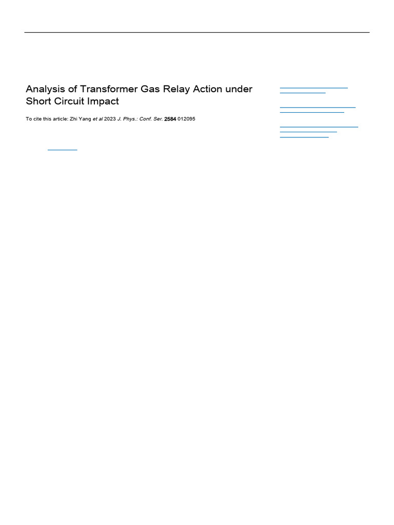 Transformer Gas Relay Short Circuit Analysis | PDF | Transformer | Relay