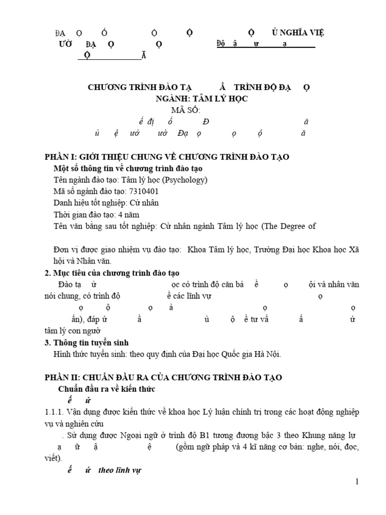 CTDT Nganh Tam Ly Hoc He Chuan | PDF
