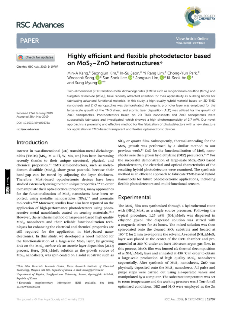 10.1039@C9RA00578A | PDF | Zinc Oxide | Spectroscopy