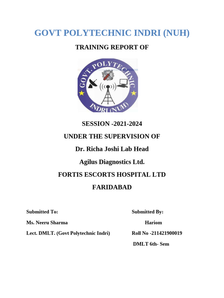 DMLT Training Report 2021-2024 | PDF